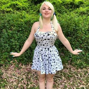 Topshop black cherry on white mini corset halter dress rare!